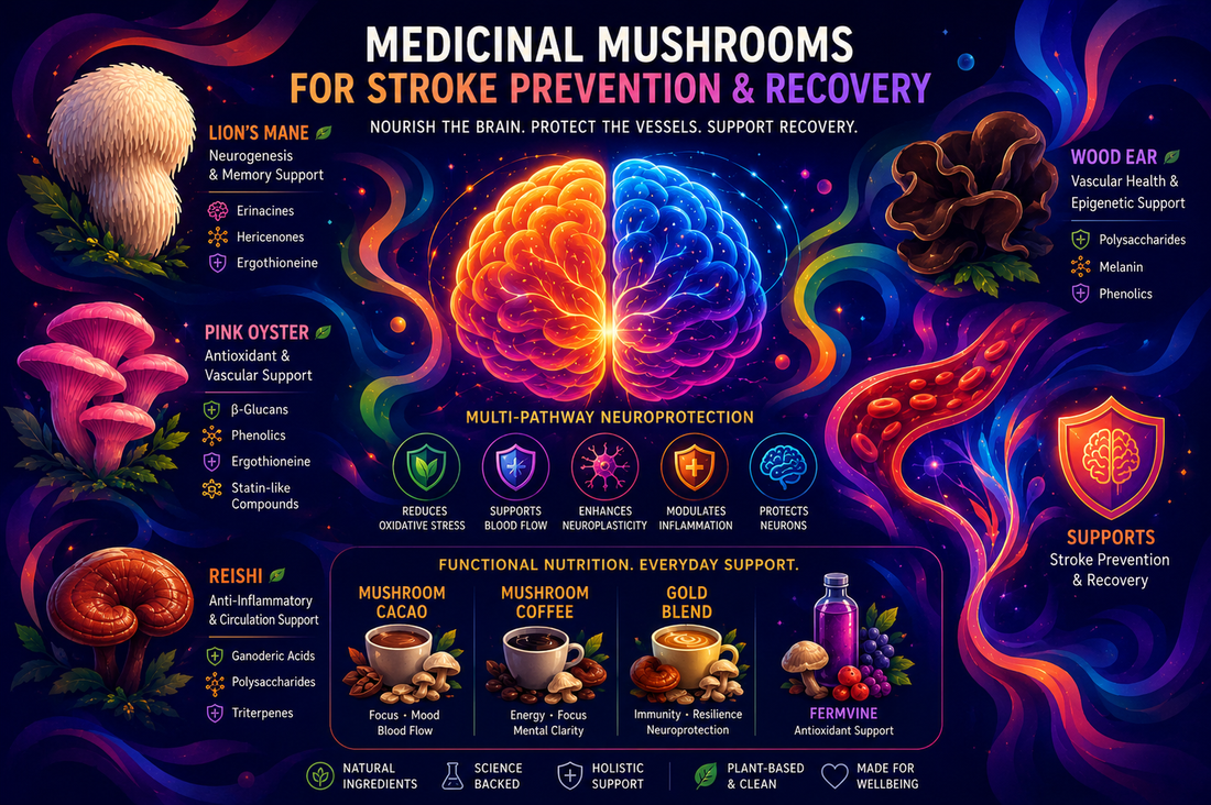 Medicinal mushrooms for stroke prevention and recovery